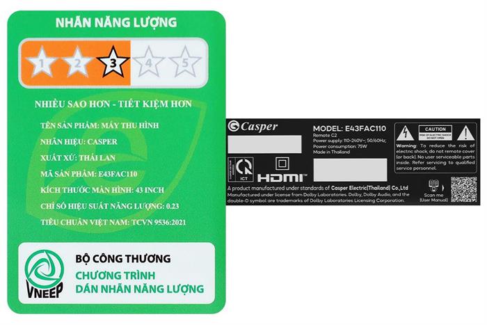 Android Tivi Casper FHD 43 inch E43FAC110